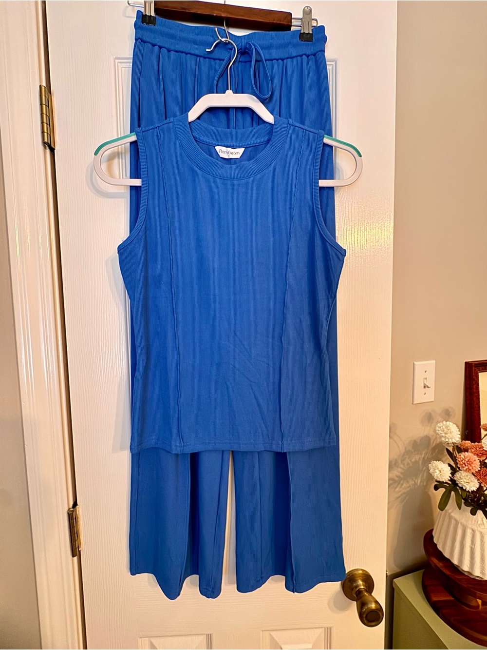 Women's Royal Blue Sleeveless Top & Drawstring Pants Set